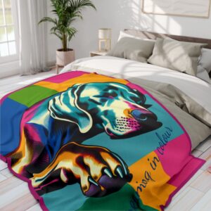 Dreaming in Color - Cozy Weimaraner Art Blanket|Arctic Fleece Blanket