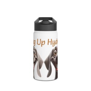 Weimaraner ‘Lapping Up Hydration’ Water Bottle – Stay Hydrated with a Smile |Stainless Steel Water Bottle, Standard Lid